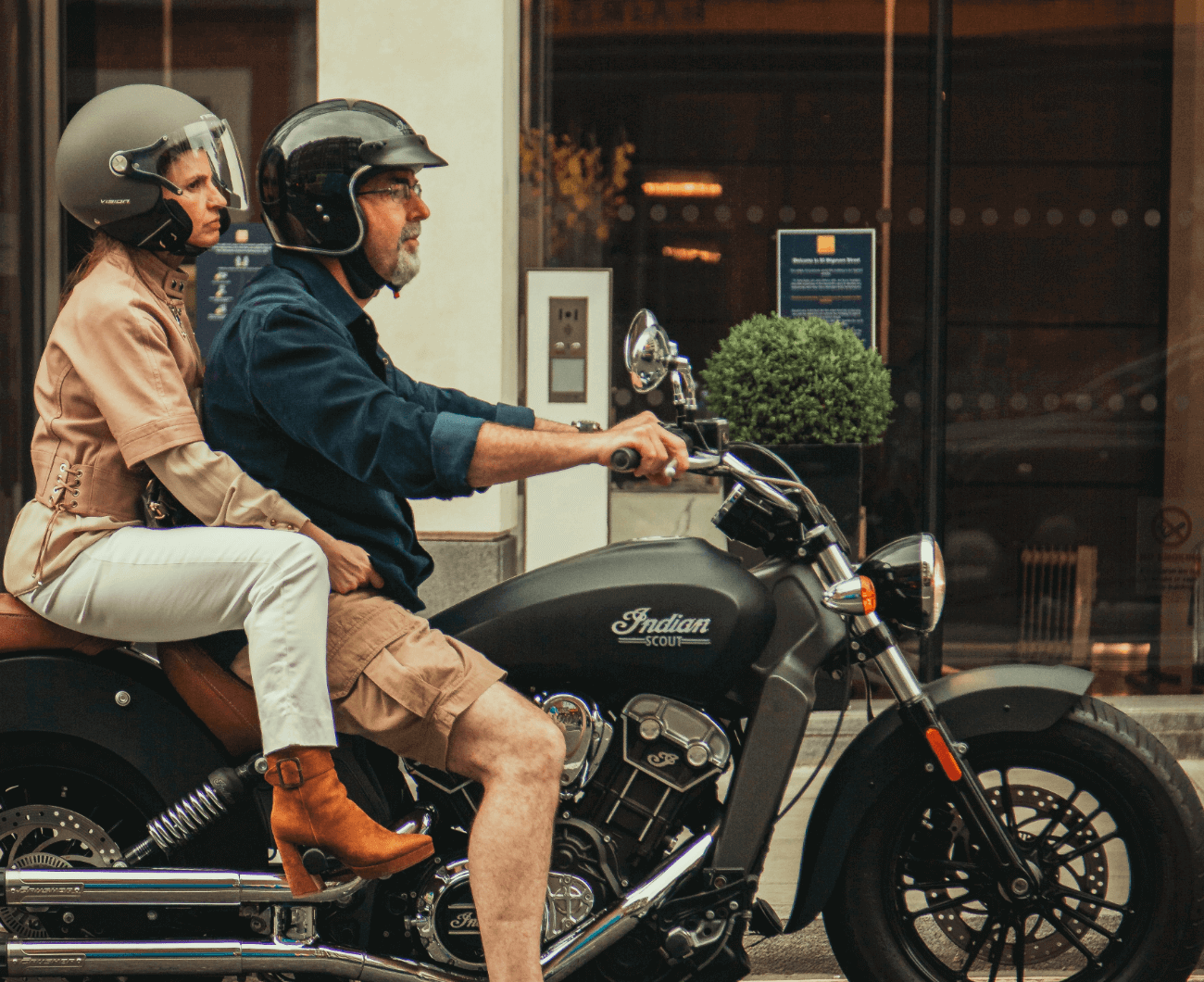 couple on the motorcycle